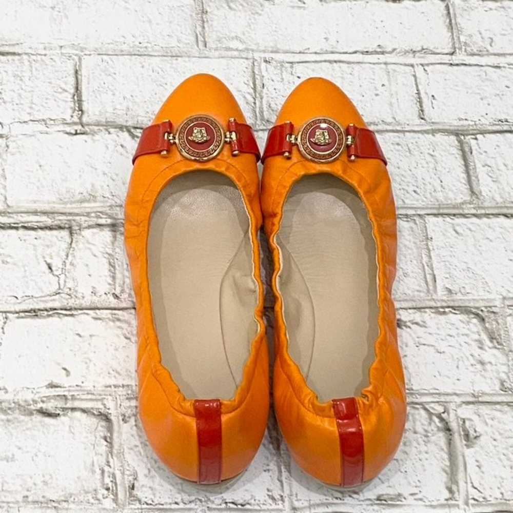 VERSACE Medusa Medallion Flats Orange/Red Color-b… - image 3