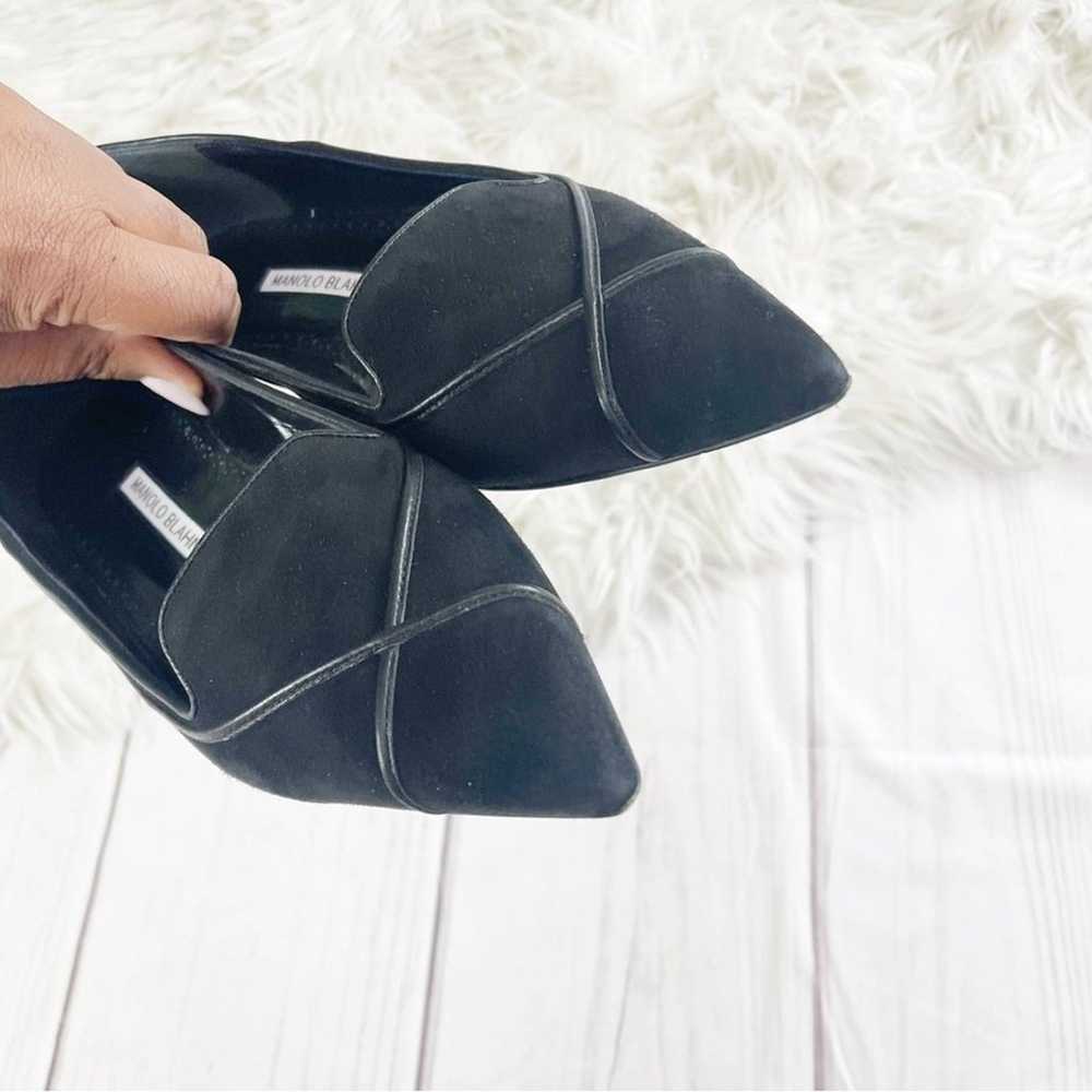 Manolo Blahnik Dore Women's Black Pointed Toe Lea… - image 9