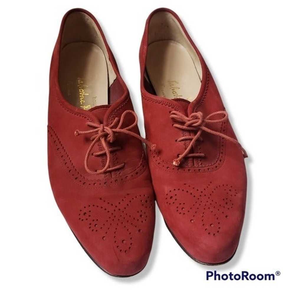 Salvatore Ferragamo Red Suede Oxford Shoe sz 8 - image 1