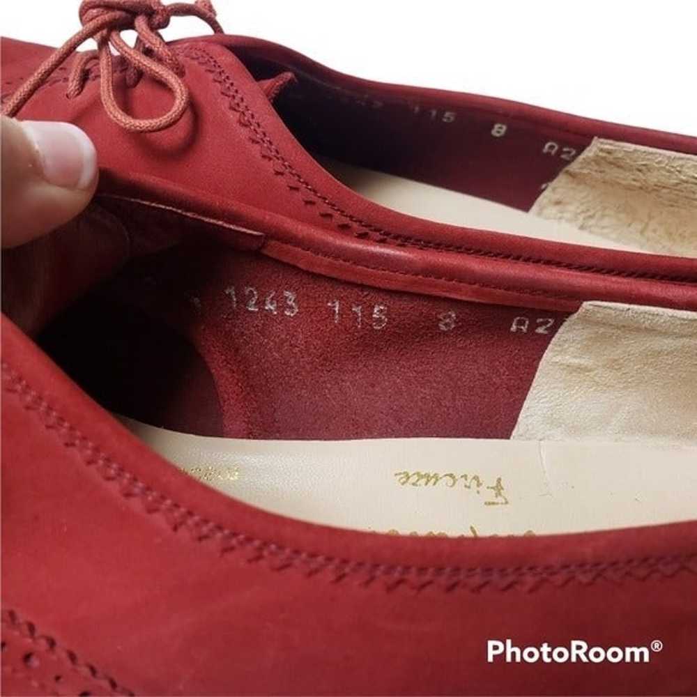 Salvatore Ferragamo Red Suede Oxford Shoe sz 8 - image 4