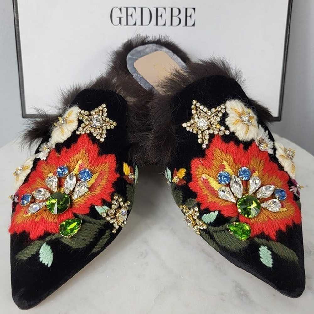 NWB~$695~GEDEBE~35/5~BLACK EMBELLISHED RHINESTONE… - image 1