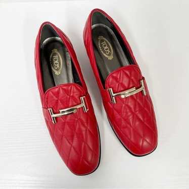 TOD’s Quilted Red Leather Loafer 6.5
