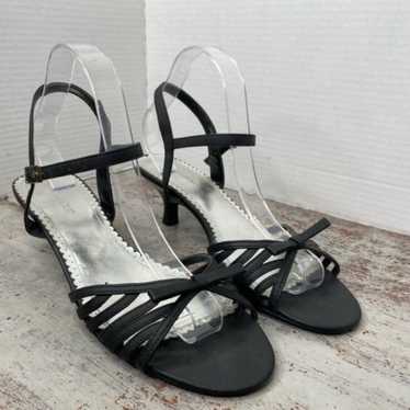 Vintage Y2K 2000s Black Bow Strappy Heels 11 - image 1