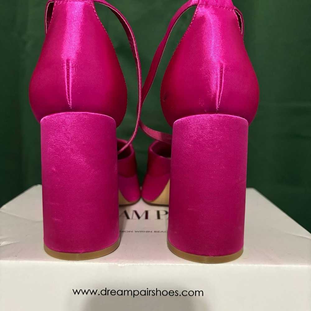 Hot Pink Mary Jane Chunky Heels sz 7 - image 5
