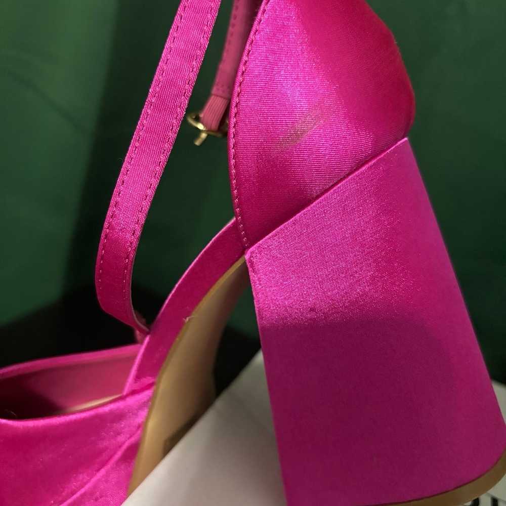 Hot Pink Mary Jane Chunky Heels sz 7 - image 6