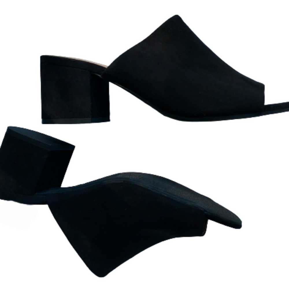 Christian Siriano Black Faux Suede Clog Mule Heel… - image 5