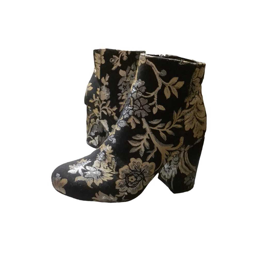 Floral Embroidered Black Ankle Heels - image 3