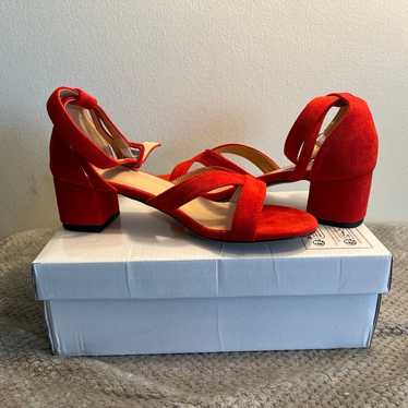 Red Ajvani womens mid low heel