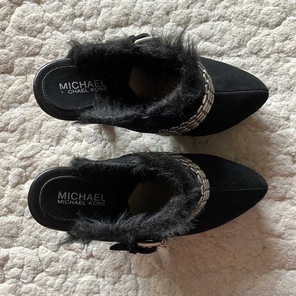 Michael Kors black suede faux fur lined clogs wit… - image 3
