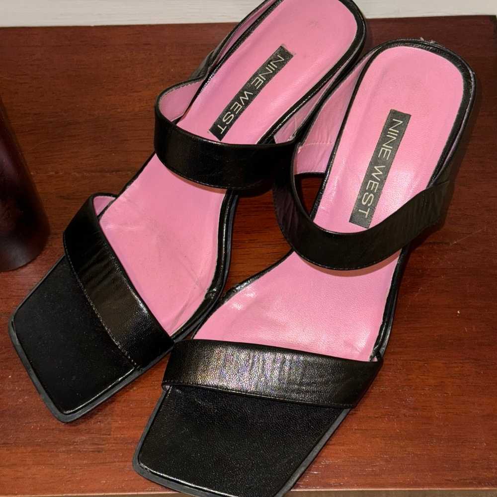 Nine West Women’s Square Toe Leather Sandal-Sz 8 … - image 1