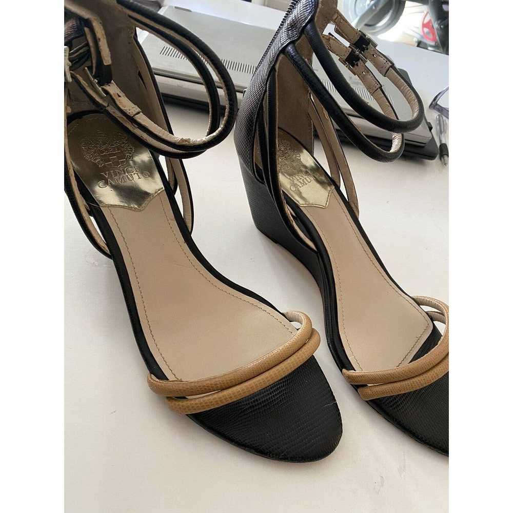 Vince Camuto Black And Tan Wedge Heels Size 10 - image 6