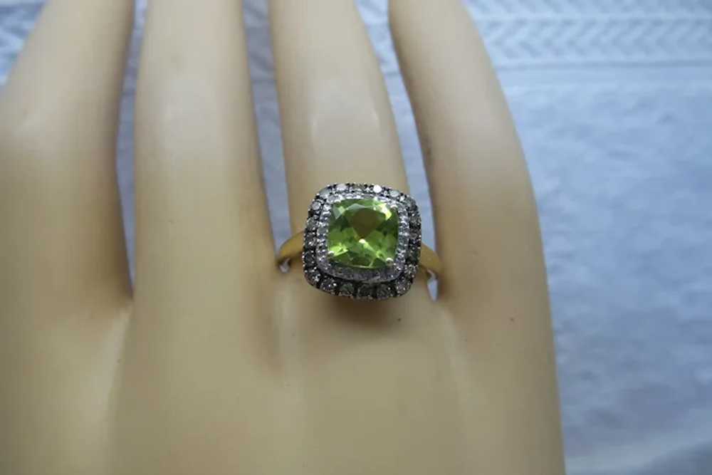 Lovely Solid 14kt Natural  Cushion Cut Peridot an… - image 2