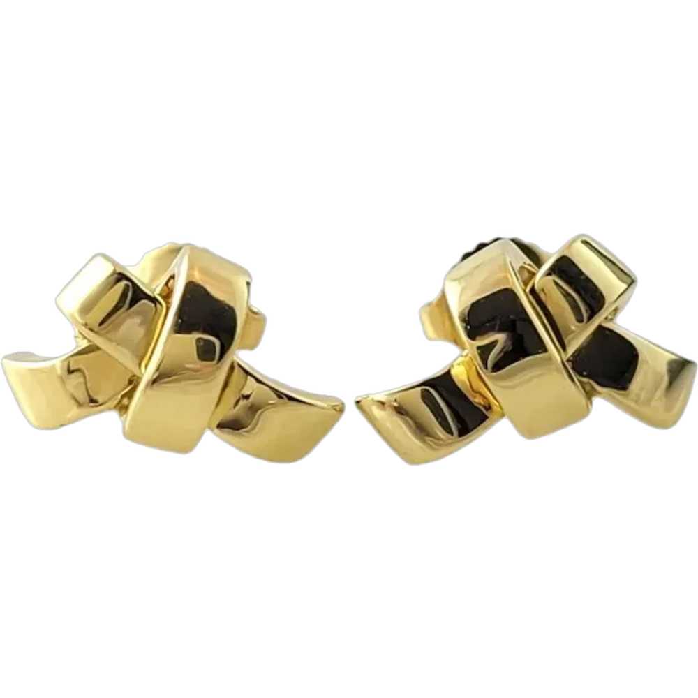 18K Yellow Gold Bow Stud Earrings #16874 - image 1