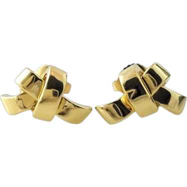 18K Yellow Gold Bow Stud Earrings #16874 - image 1
