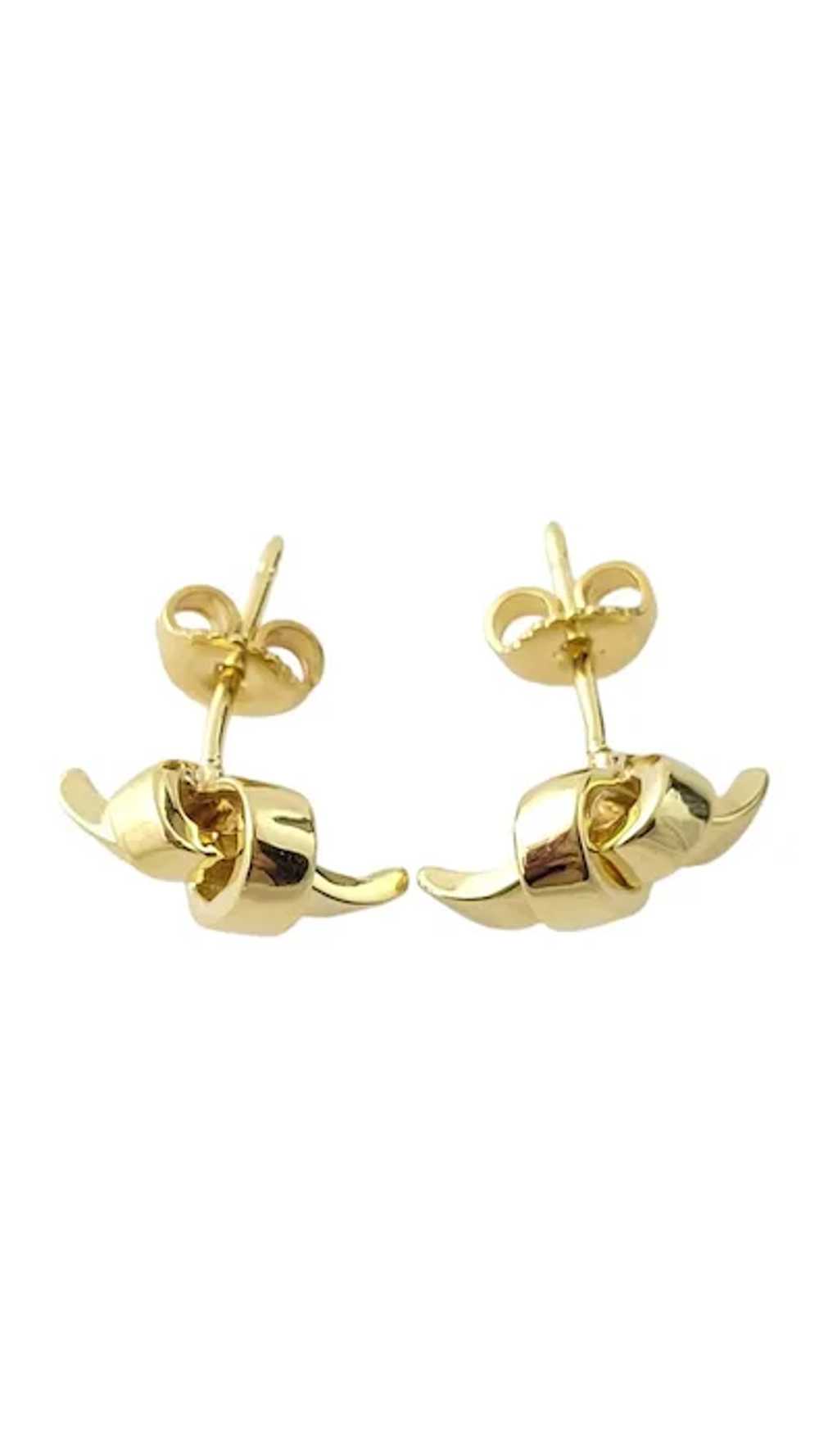18K Yellow Gold Bow Stud Earrings #16874 - image 2