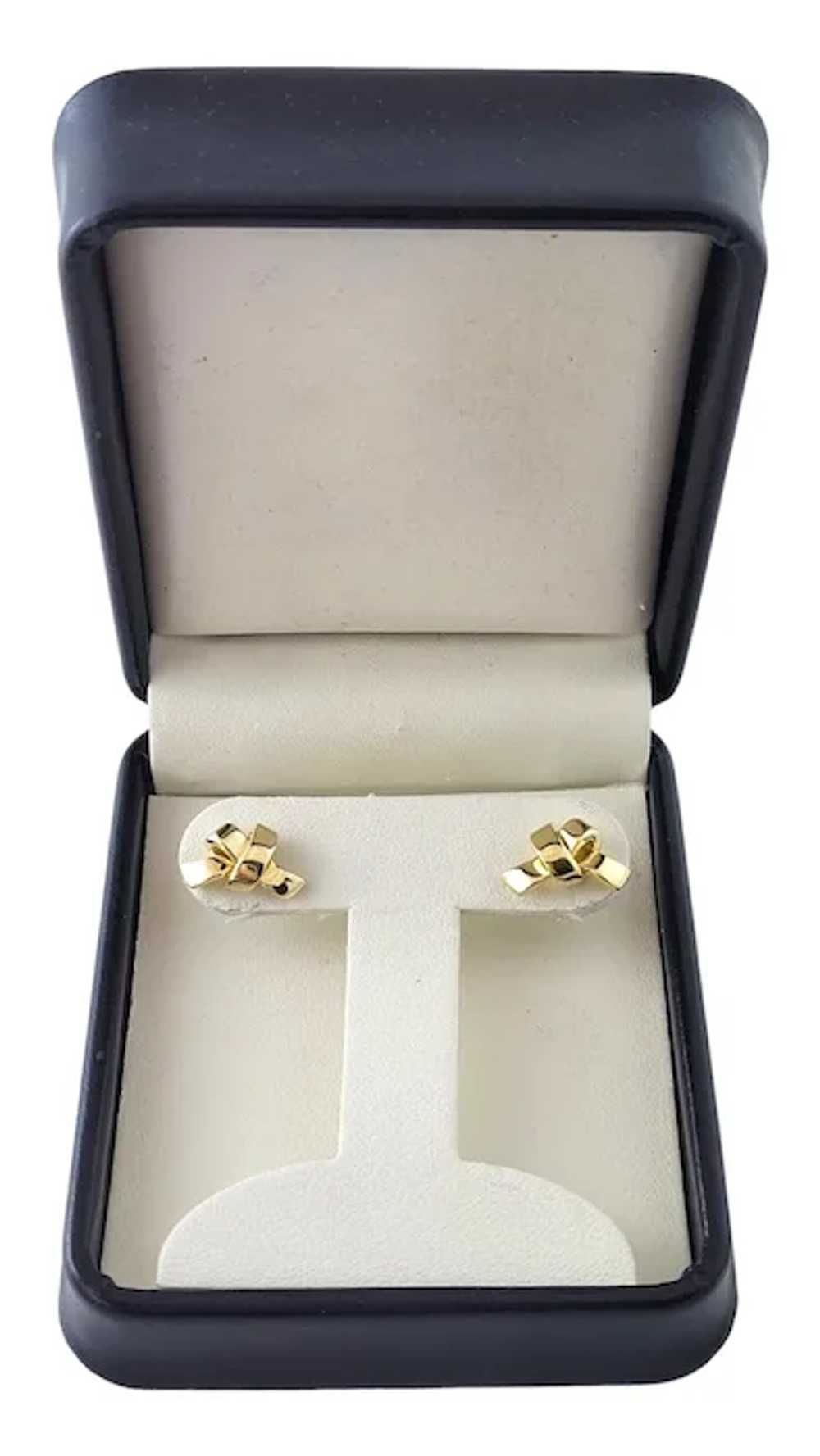 18K Yellow Gold Bow Stud Earrings #16874 - image 6
