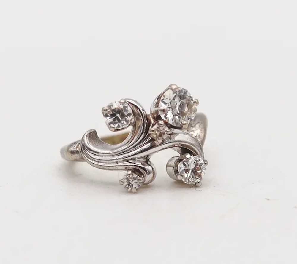 Art Deco Retro 1940 Swirl Ring In Solid 14Kt Whit… - image 3