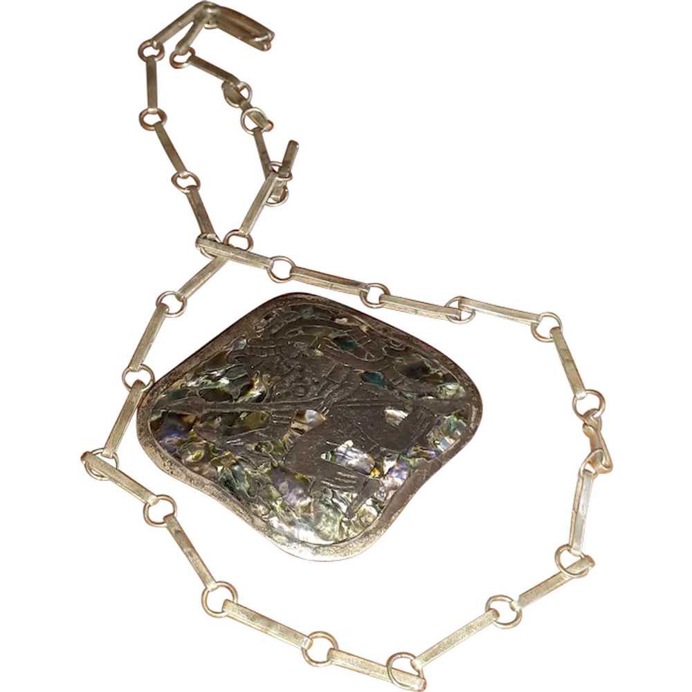 Sterling Silver Taxco 950 Pendant/Brooch Necklace… - image 1