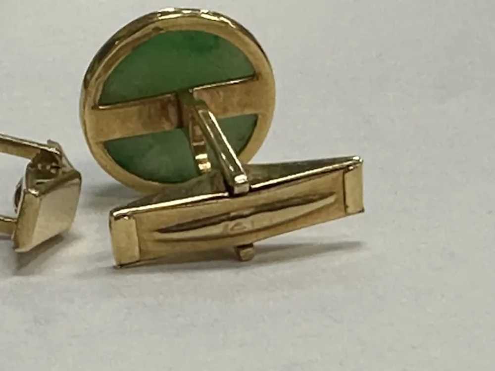 14k Apple Jade Cufflinks - image 4