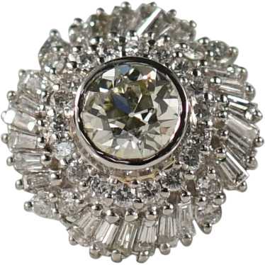 Vintage 3.65ct Old European Diamond Platinum Ball… - image 1