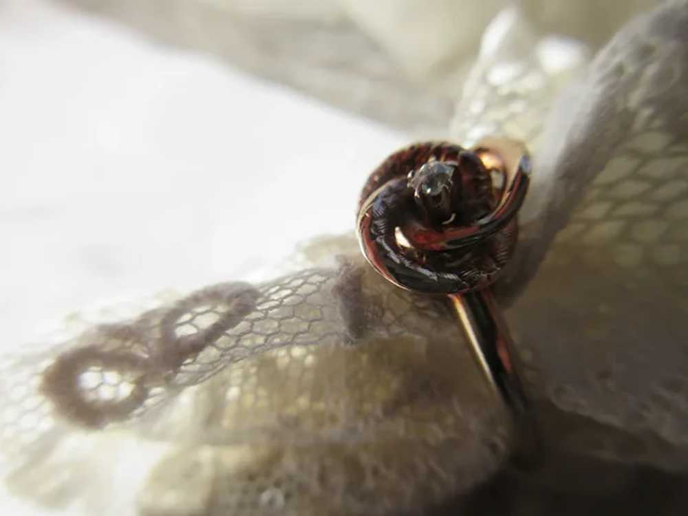 Older vintage 10K Diamond Lovers Knot Ring - image 4