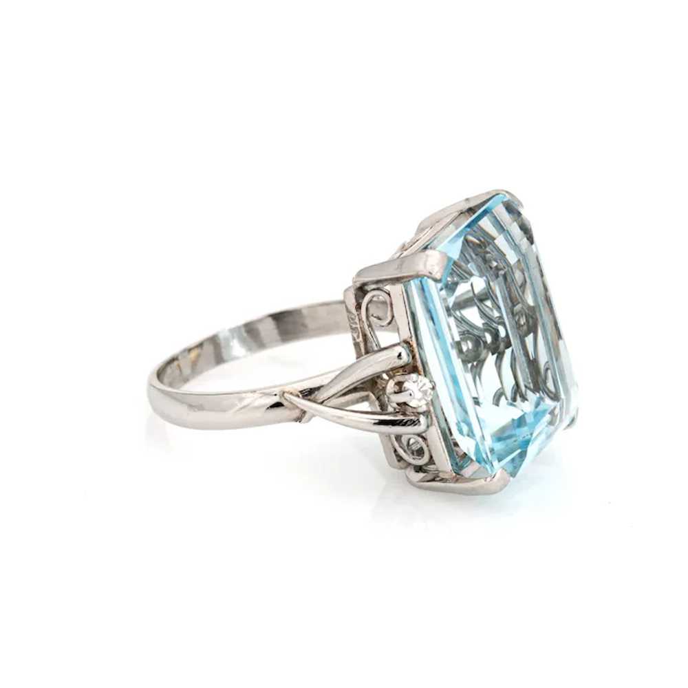 10ct Aquamarine Diamond Ring Platinum Sz 6 Cockta… - image 3