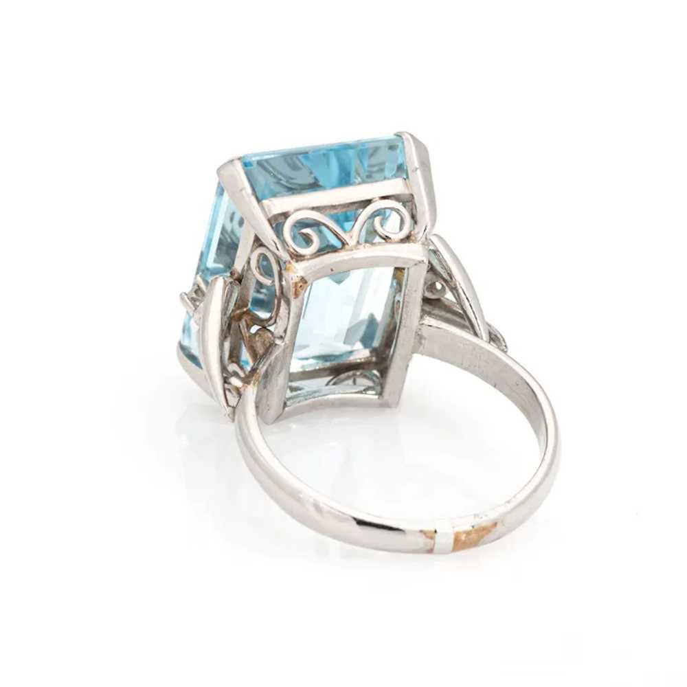 10ct Aquamarine Diamond Ring Platinum Sz 6 Cockta… - image 5