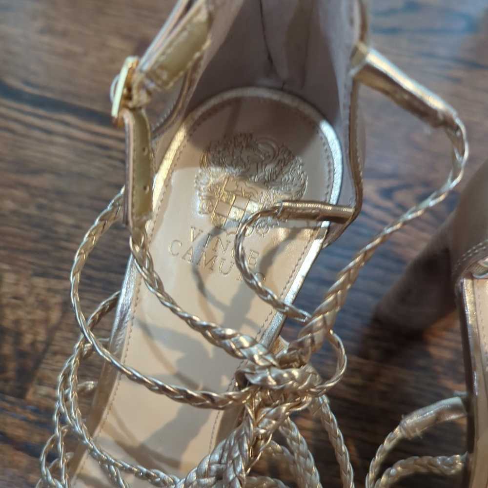 Vince Camuto Gold Egyptian Braided Strap Heels Sa… - image 3