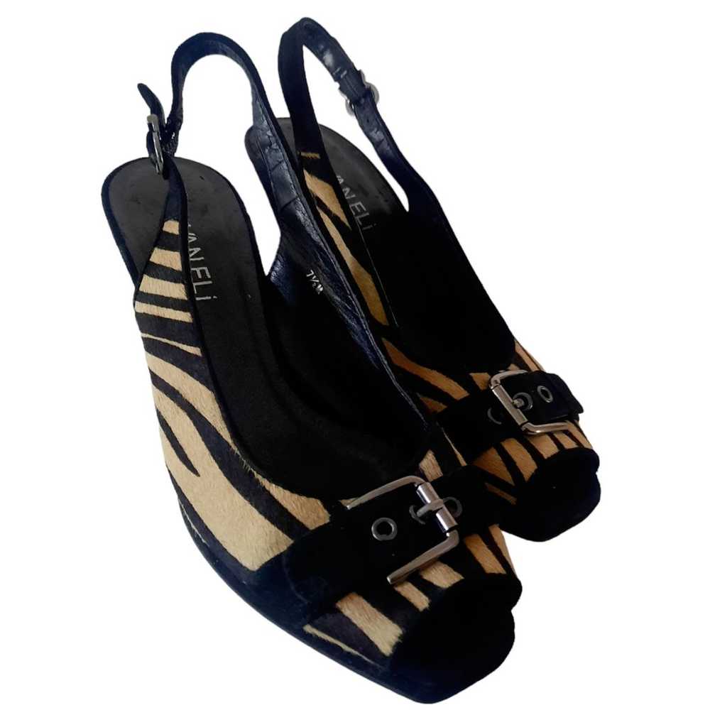 VANELI Zebra Print Calf Hair Leather Peep Toe Sli… - image 2