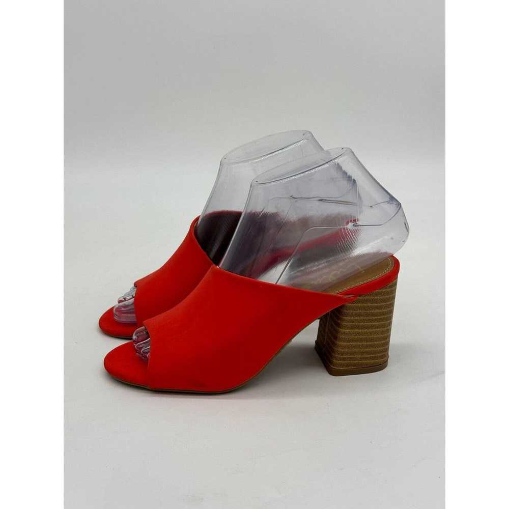 Lulus Heels Womens 5.5 Red Peep Toe Mules Blocked… - image 1