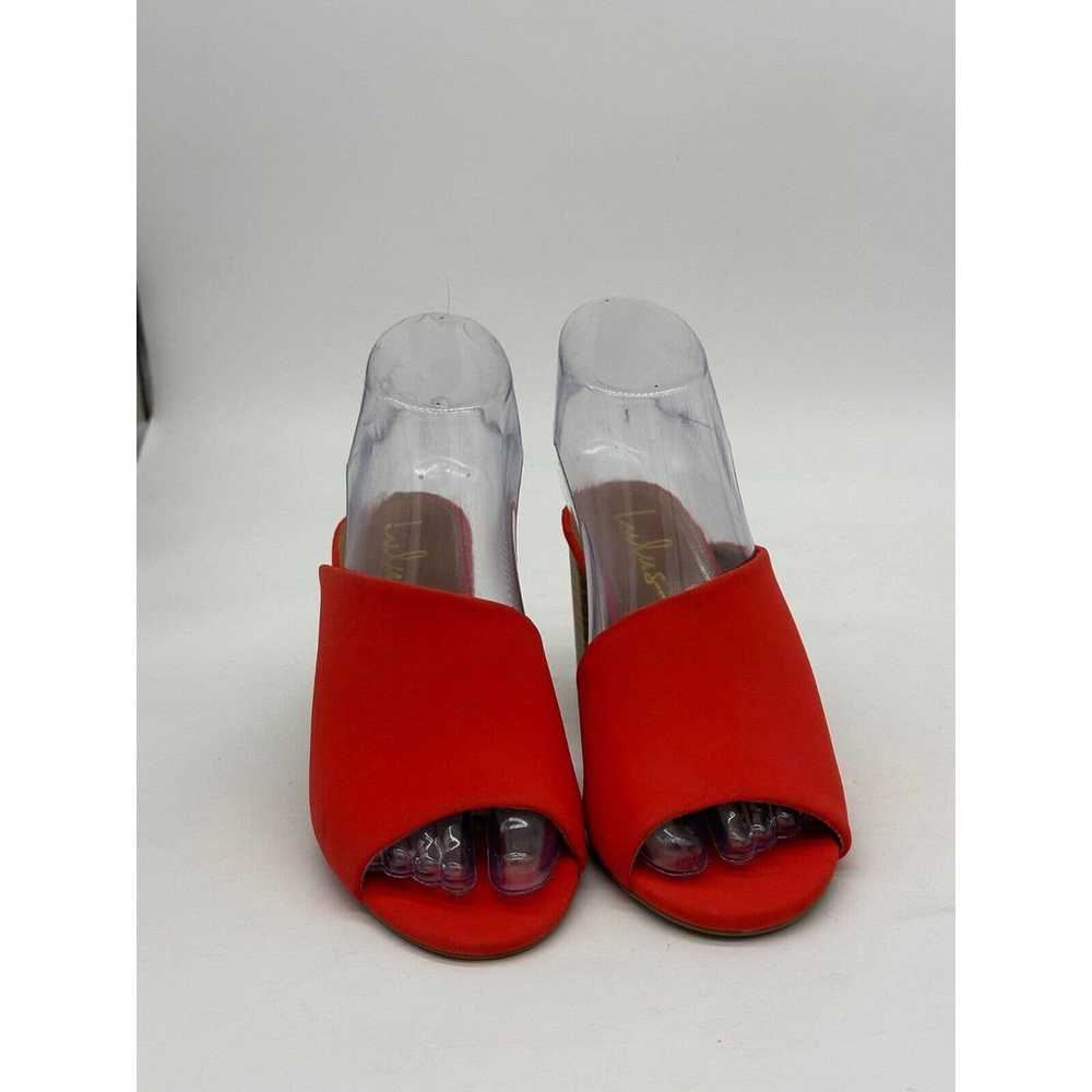 Lulus Heels Womens 5.5 Red Peep Toe Mules Blocked… - image 2
