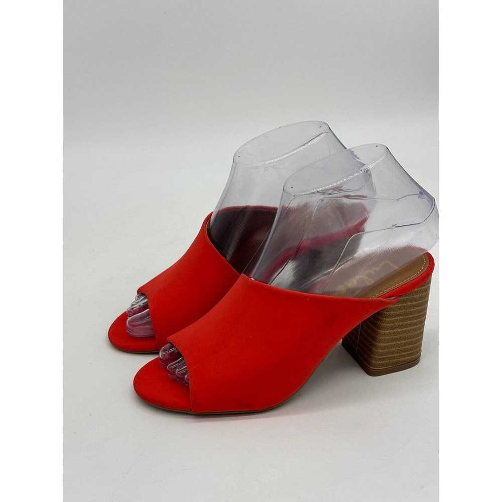 Lulus Heels Womens 5.5 Red Peep Toe Mules Blocked… - image 4