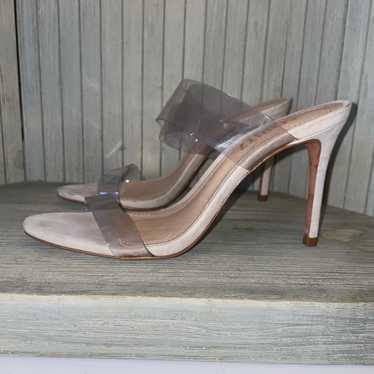 Schutz Ivory Suede and Clear Plastic Stiletto Hee… - image 1