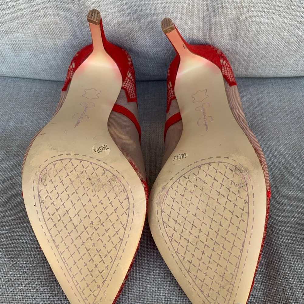 Jessica Simpson Red Pumps Embroidered Size 7 - image 6