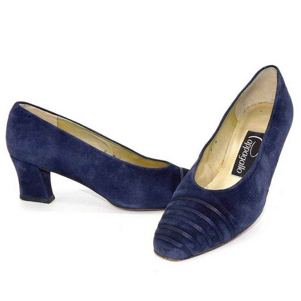Pappagallo Blue Suede/Leather Heel Pump Size 8 - image 1