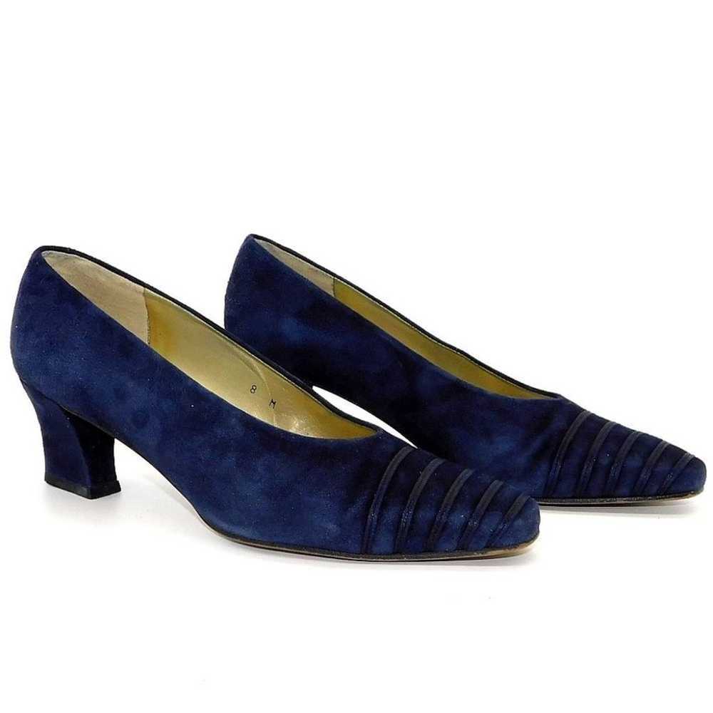 Pappagallo Blue Suede/Leather Heel Pump Size 8 - image 4