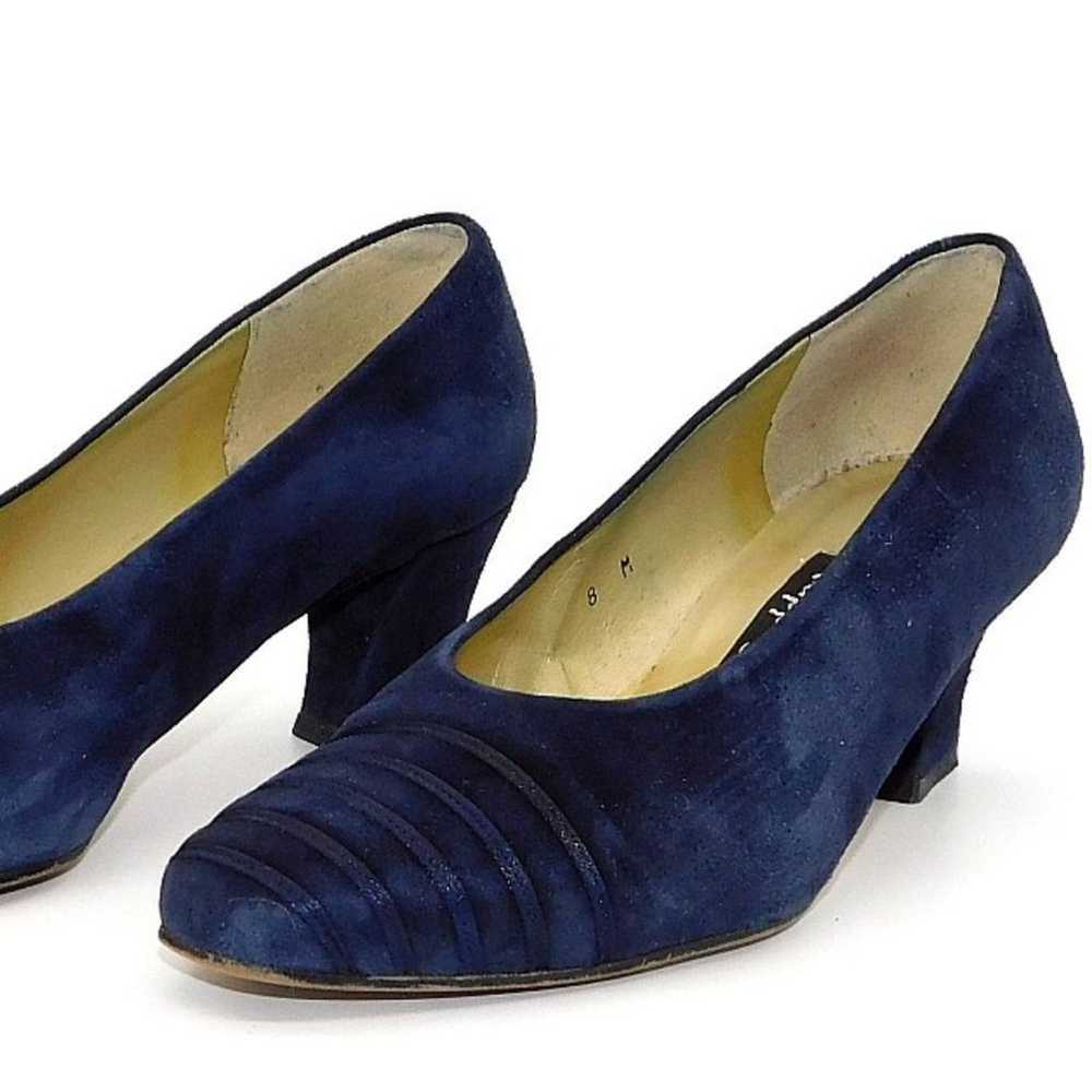 Pappagallo Blue Suede/Leather Heel Pump Size 8 - image 8