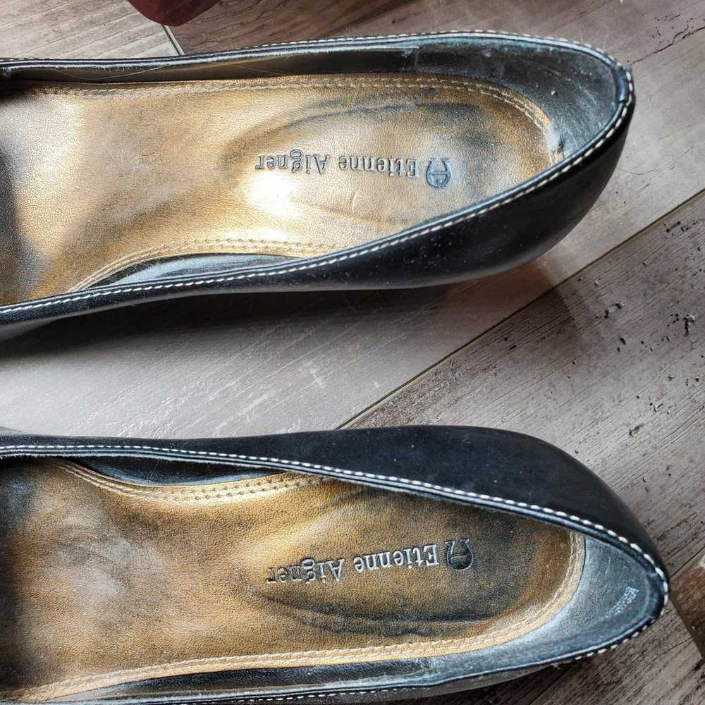 Vintage Etienne Aigner Leather Heels Horsebit Bla… - image 10