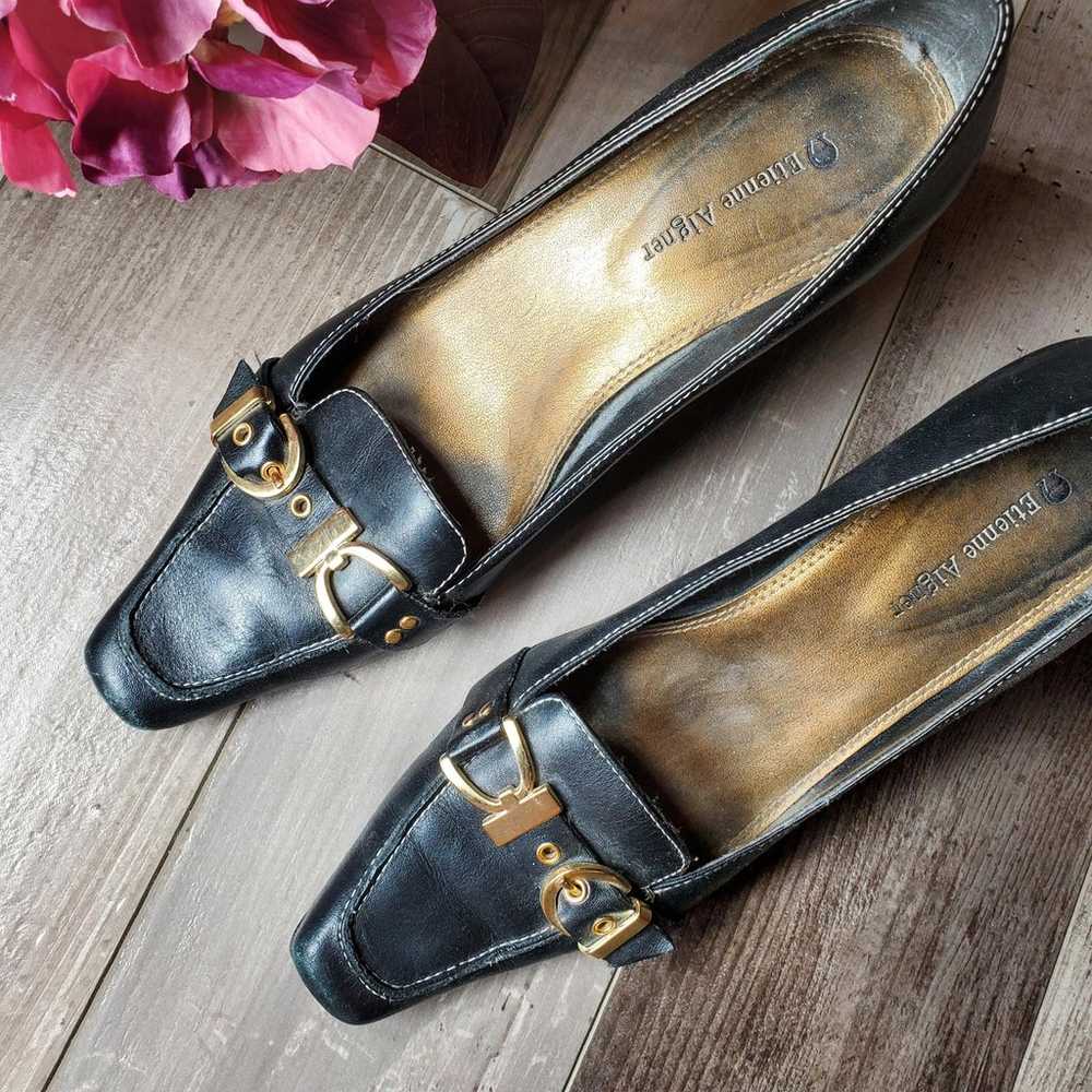 Vintage Etienne Aigner Leather Heels Horsebit Bla… - image 3