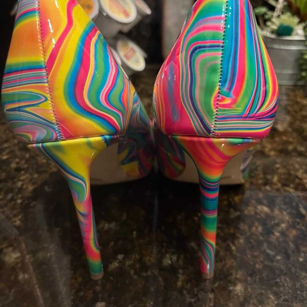 Anne Michelle rainbow abstract pumps heels - image 2
