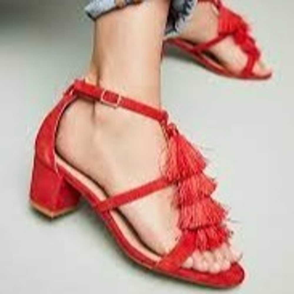 NWOB Anthropologie Tassel Heeled Sandals in Red, … - image 1