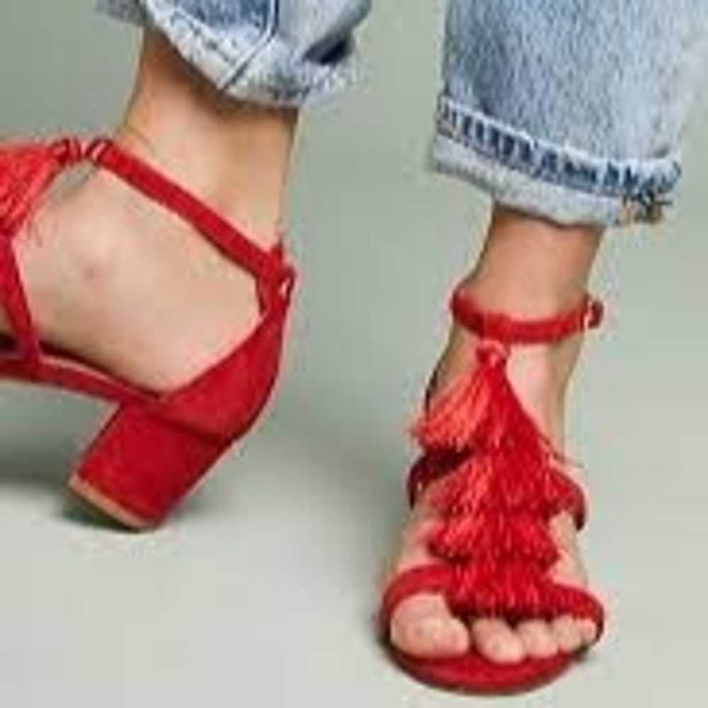 NWOB Anthropologie Tassel Heeled Sandals in Red, … - image 3