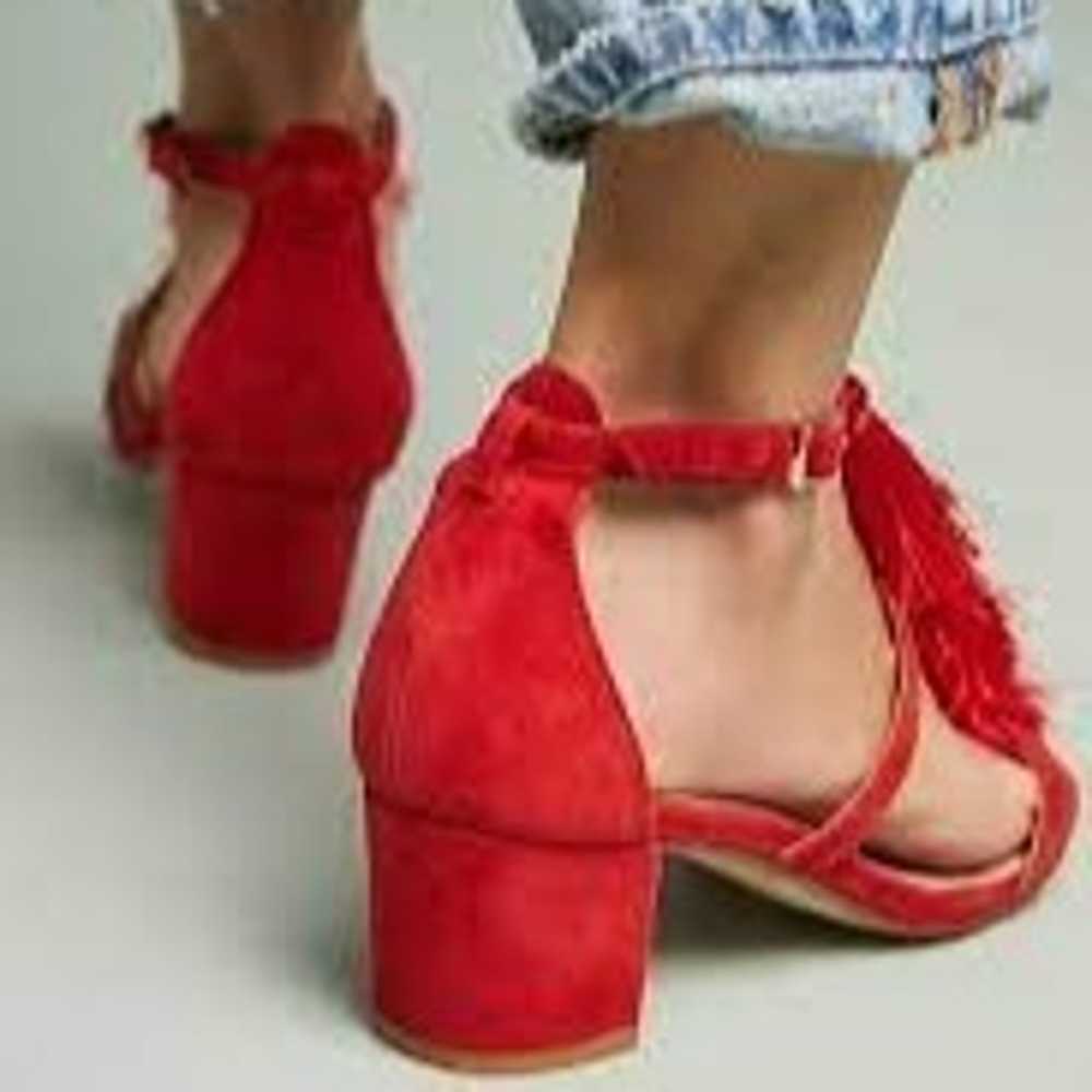 NWOB Anthropologie Tassel Heeled Sandals in Red, … - image 4