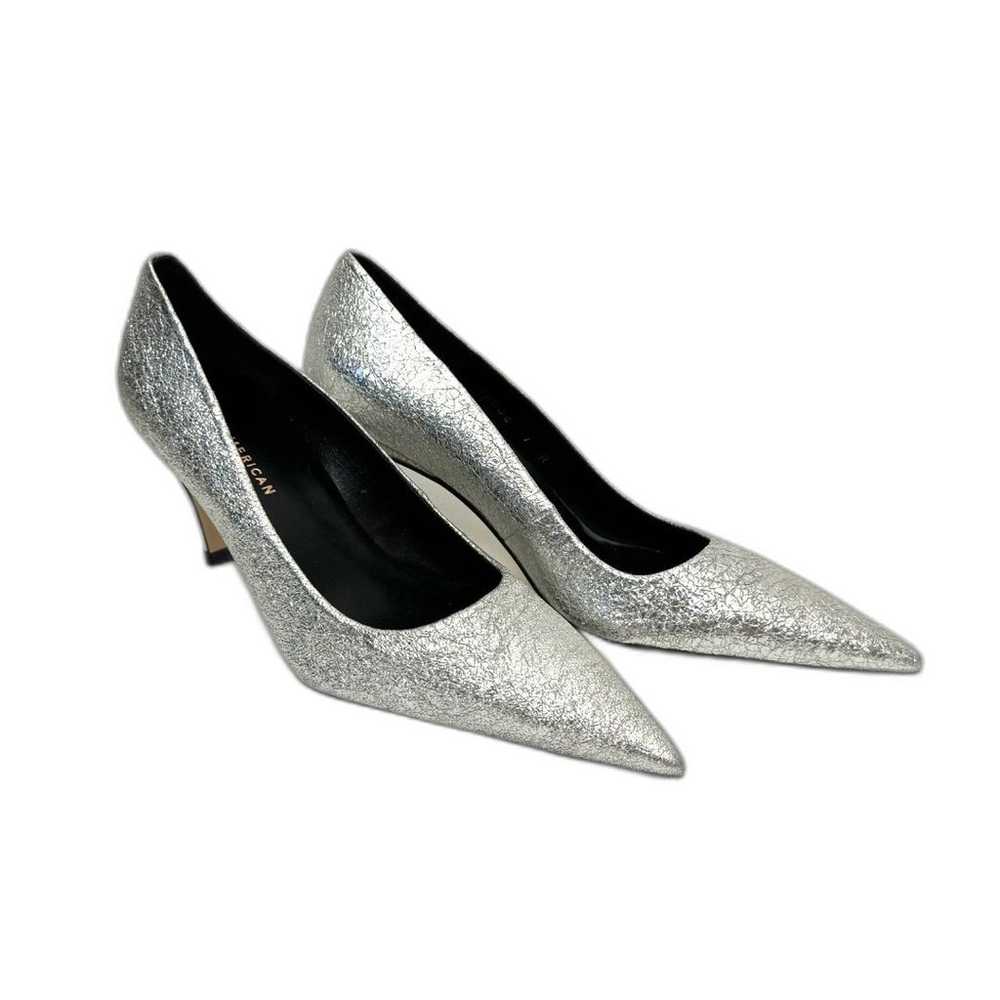 Good American The Icon Pointed Toe Silver Glitter… - image 1