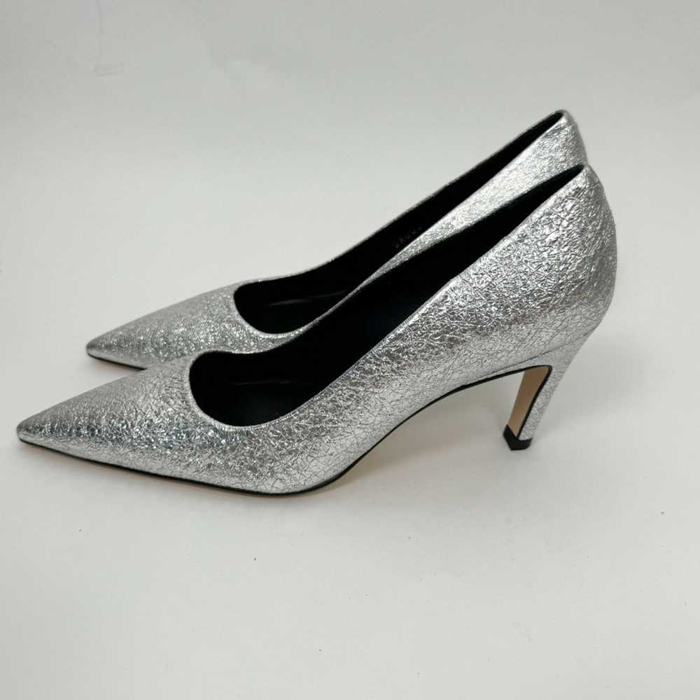 Good American The Icon Pointed Toe Silver Glitter… - image 2