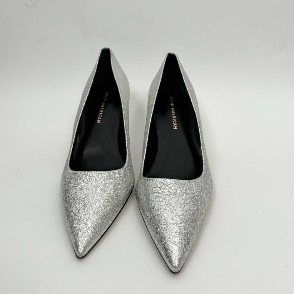 Good American The Icon Pointed Toe Silver Glitter… - image 4