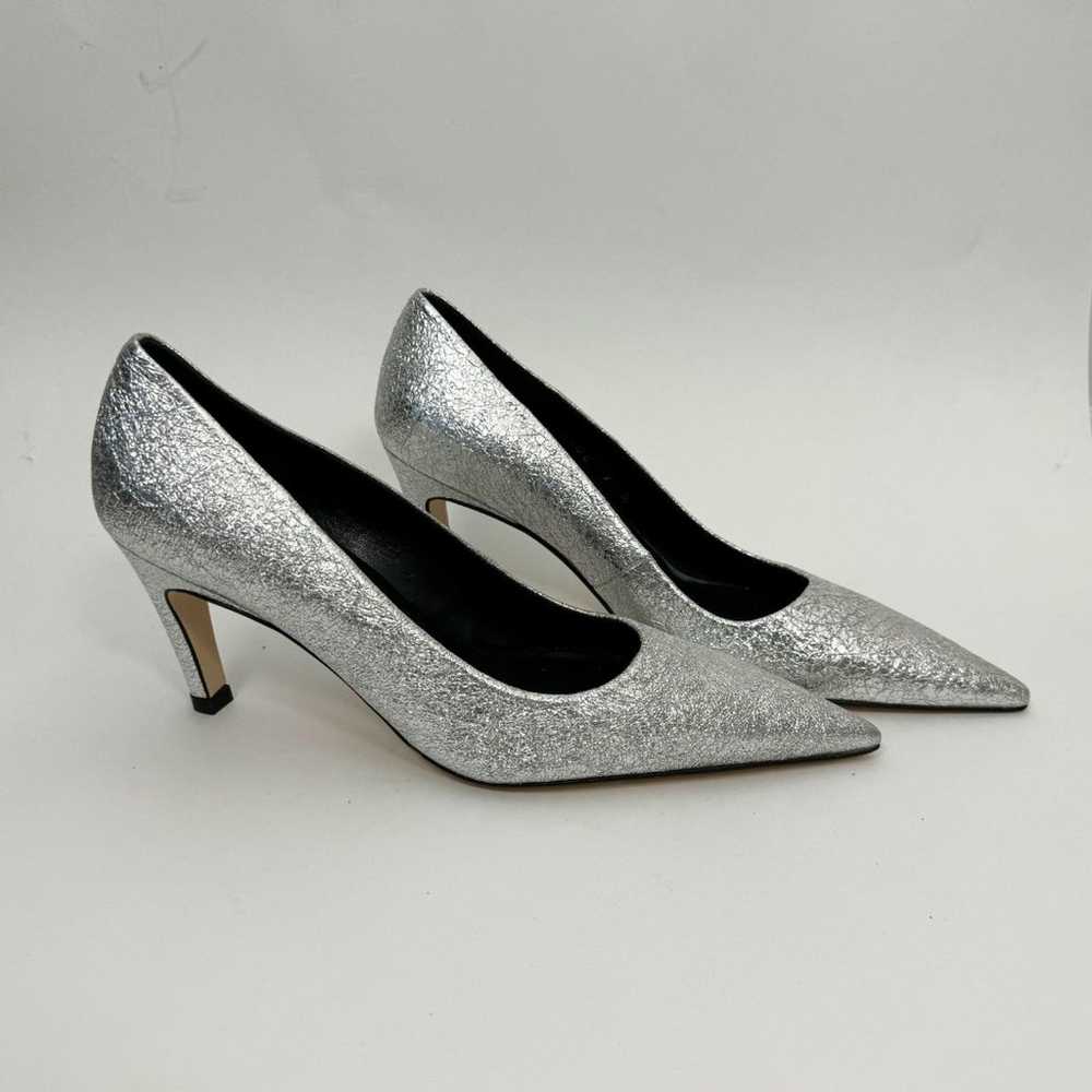 Good American The Icon Pointed Toe Silver Glitter… - image 5