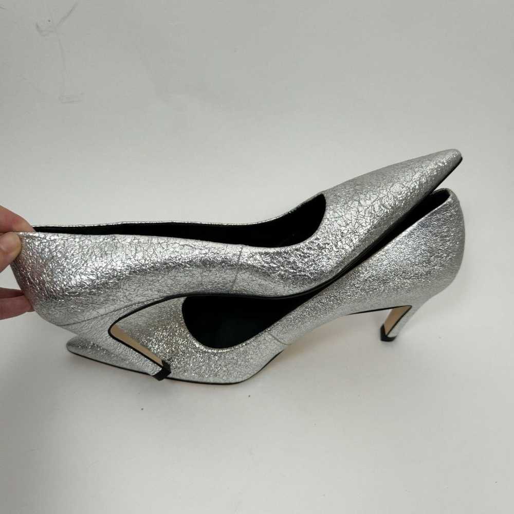 Good American The Icon Pointed Toe Silver Glitter… - image 6