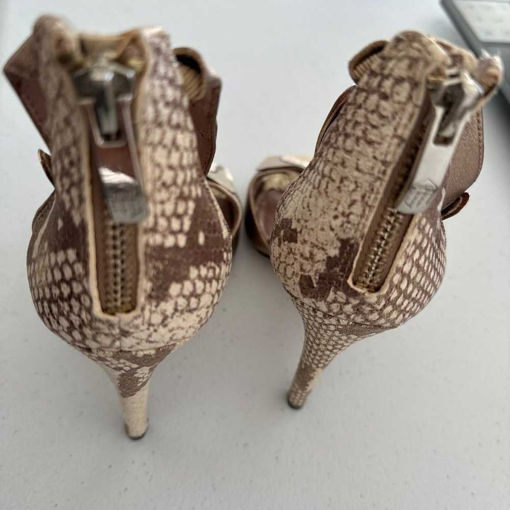Gold T-Strap PYTHON heels - image 5
