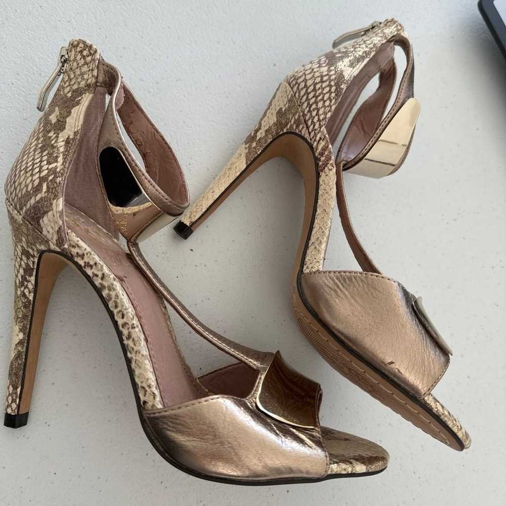 Gold T-Strap PYTHON heels - image 7
